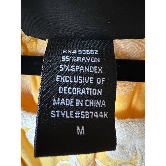 LIV Los Angeles Yellow Floral Embroidered Off-Shoulder Blouse Size M BohoChic - Picture 5 of 5